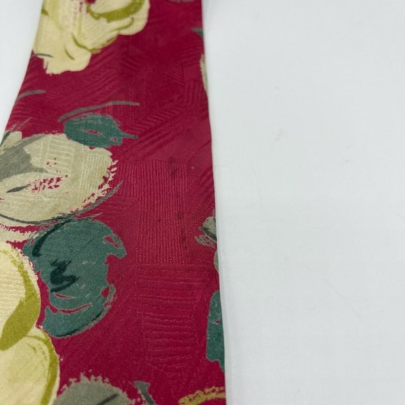Alcione Milano 100% Silk Tie Made in Italy Floral Red - Picture 3 of 8